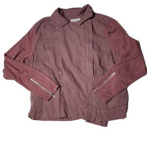 Flax wanderlust zip linen jacket cotton panel zip arms raisin